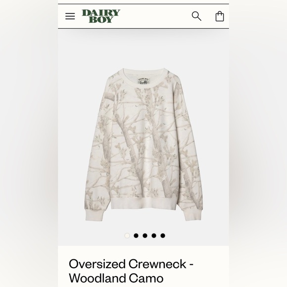 Dairy Boy Woodland Camo Oversized Crewneck White and Gray Sweatshirt - Picture 7 of 8